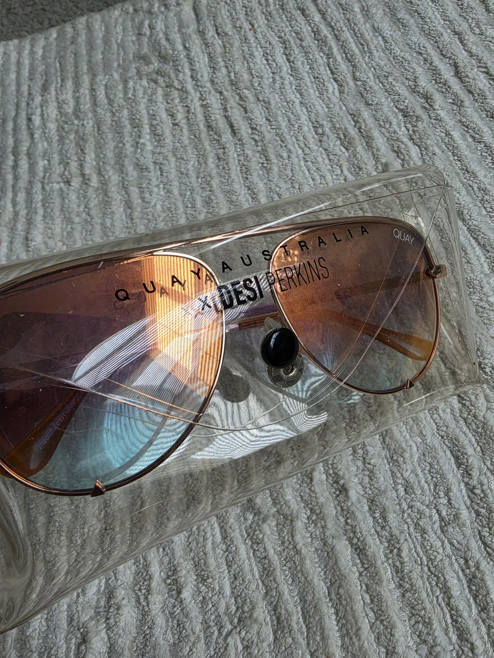 Quay Australia Rose-Gold Frame Sunglasses with Orange Lenses